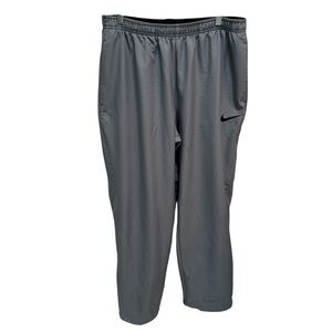Nike Dri-Fit Gray Athletic Pants Draw String Elastic Waist Cinch Legs XL